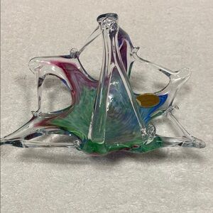 Murano style Italian Colorful Glass Art basket Sculpture